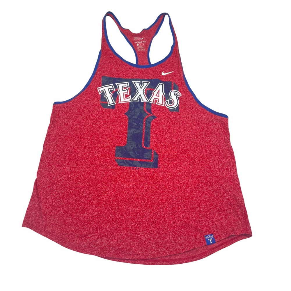 Nike Texas Rangers Tank Top Red MLB Athletic Cut Racerback Gameday Women XL